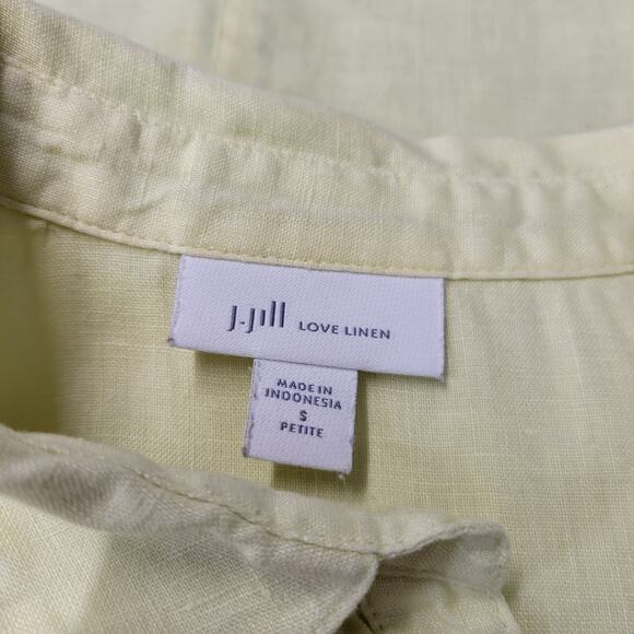 J. Jill Love Linen Button Front Top Womens Small Petite Tunic Yellow Sleeveless - Picture 5 of 11